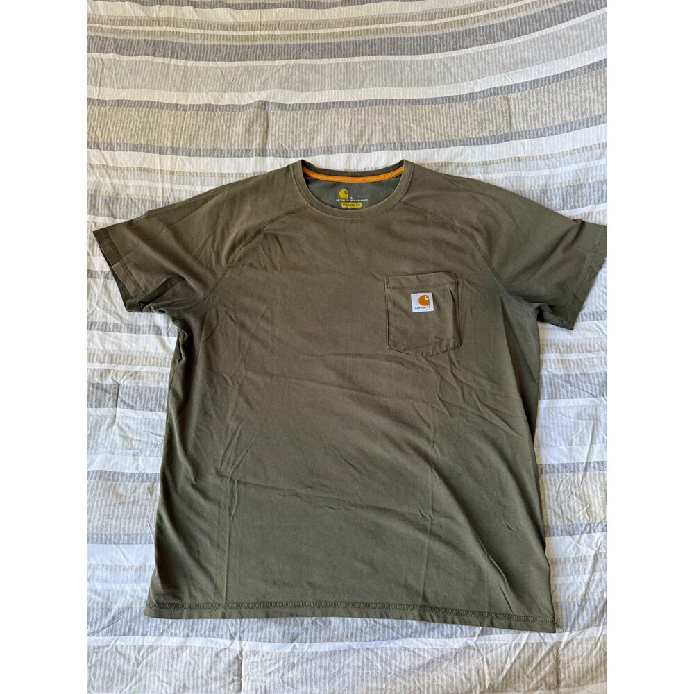 Carhartt Men's L Green Relaxed Fit Pocket Logo Crew Neck Cotton T-Shirt
